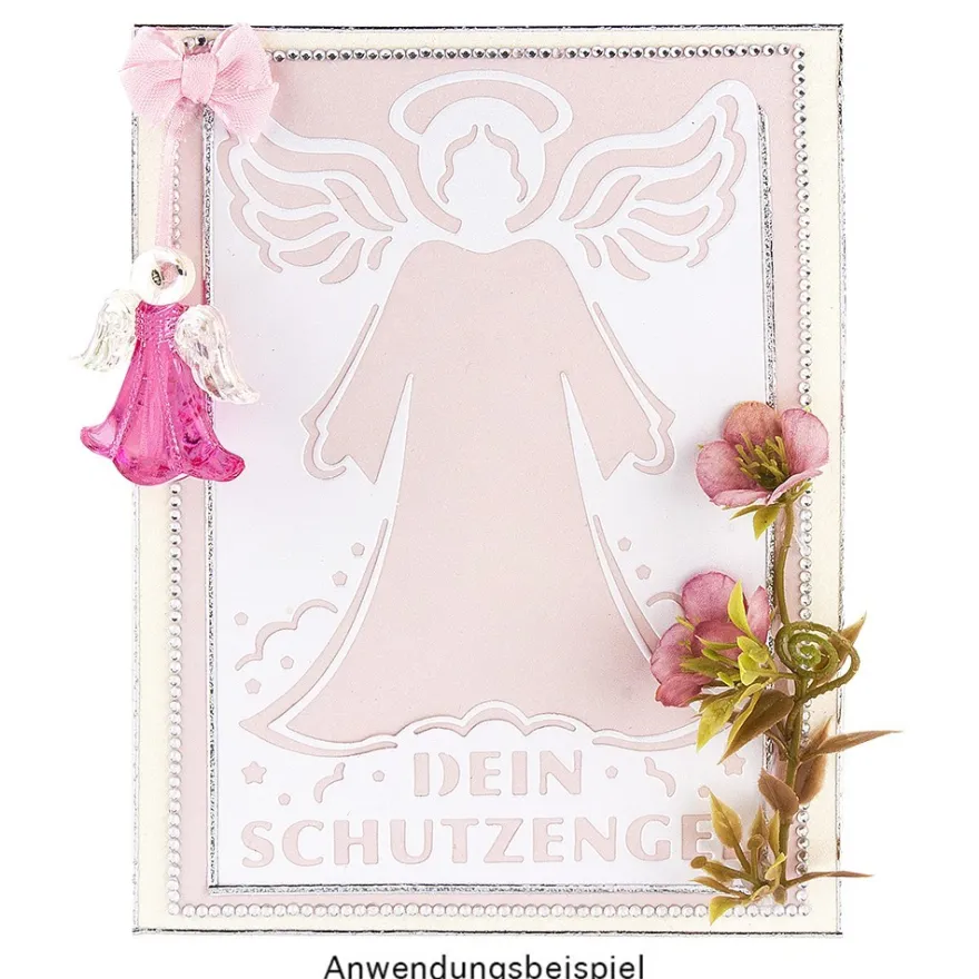 Kristallkunst, Engel, selbstklebend, Kopf: klar, Flügel: klar-irisierend, Kleid: rosa