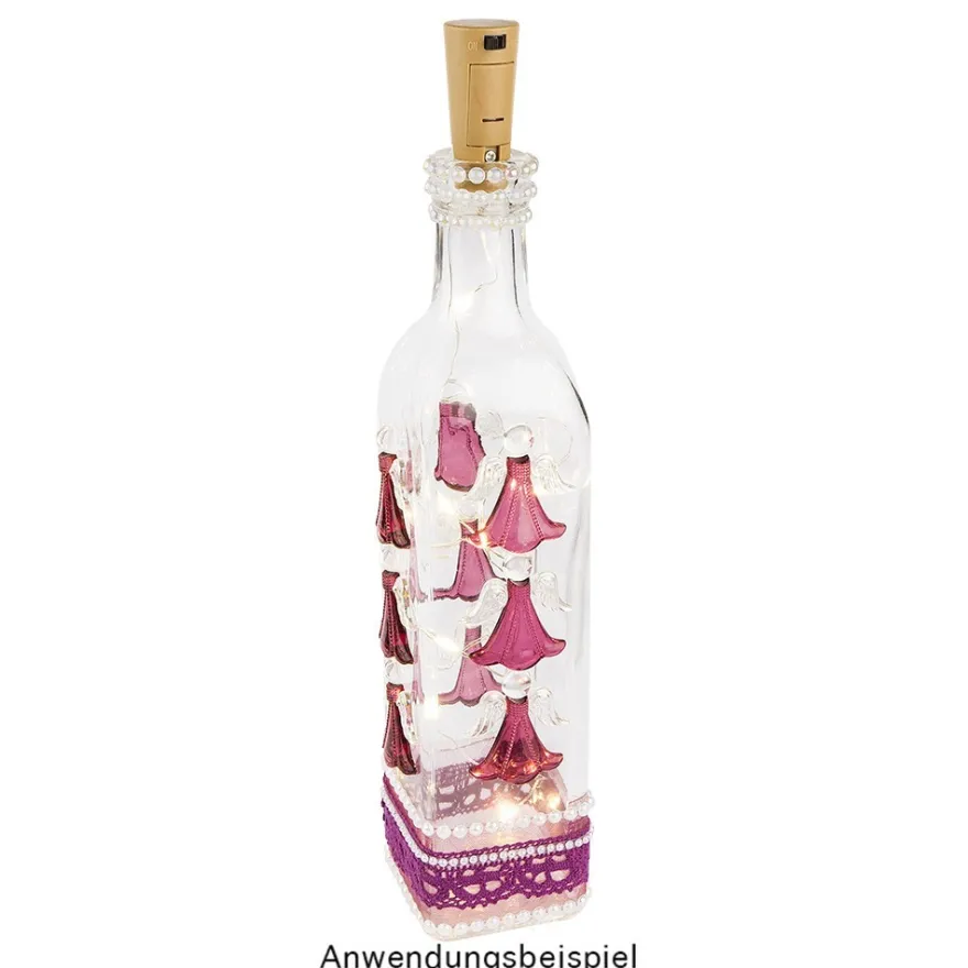 Kristallkunst, Engel, selbstklebend, Kopf: klar, Flügel: klar-irisierend, Kleid: himbeere