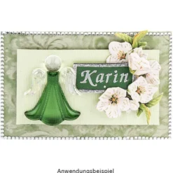Kristallkunst, Engel, selbstklebend, Kopf: klar, Flügel: klar-irisierend, Kleid: grün