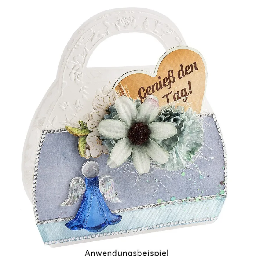 Kristallkunst, Engel, selbstklebend, Kopf: klar, Flügel: klar-irisierend, Kleid: blau
