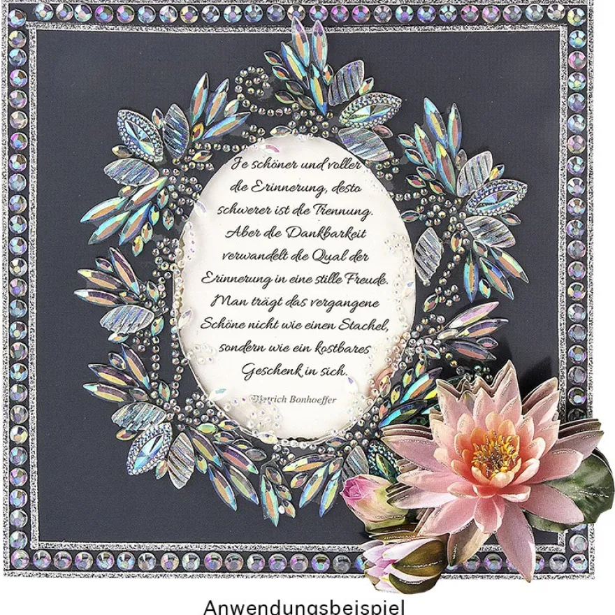 Kristallkunst, Lotus-Ornament, 10cm x 30cm, selbstklebend, klar irisierend