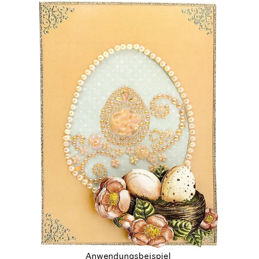 Kristallkunst, Osterei-Ornament, 10cm x 30cm, selbstklebend, lachs irisierend, lachs gefrostet