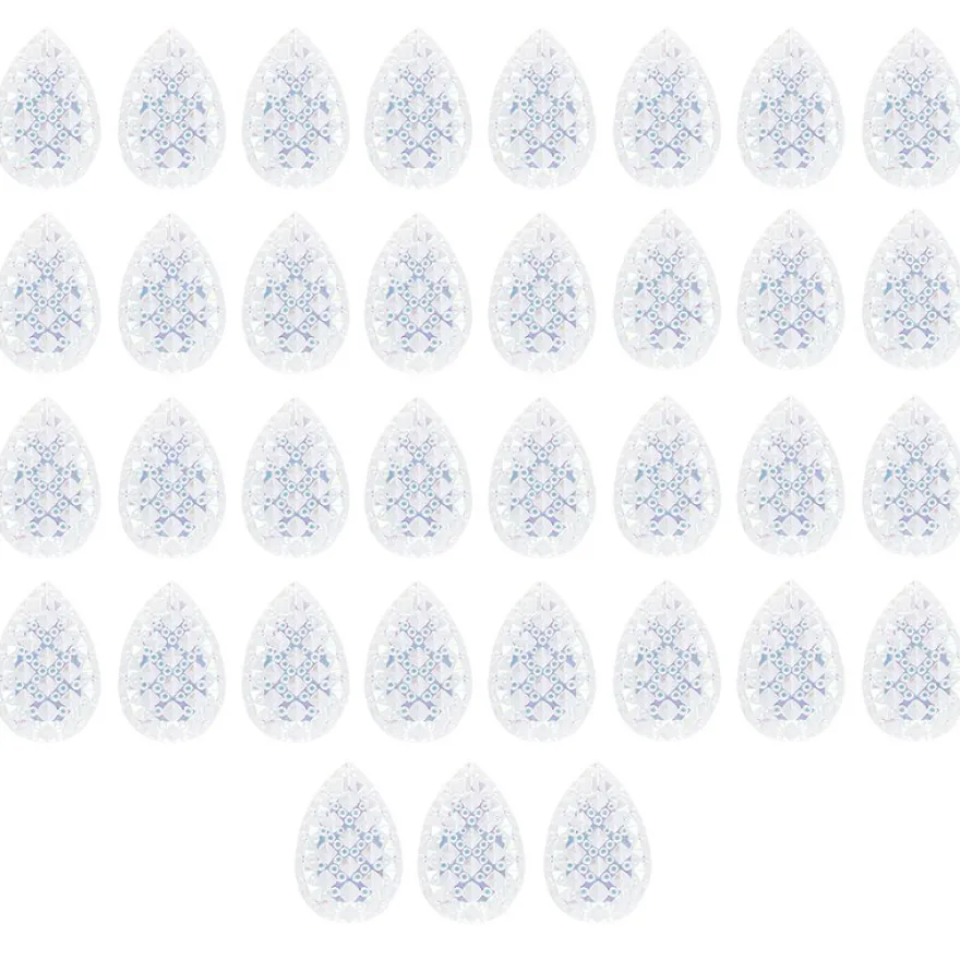 Kristallkunst-Schmucksteine, Tropfen, 3cm x 2cm, klar irisierend, 35 Stück