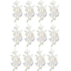 Kristallkunst-Schmucksteine, Rosenzweig 2, 2,4cm x 5,1cm, transparent, klar, irisierend, 12 Stück