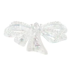 Kristallkunst-Schmucksteine, Schleife, 4,5cm x 4,5cm, transparent, irisierend, weiß, 7 Stück