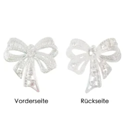 Kristallkunst-Schmucksteine, Schleife, 4,5cm x 4,5cm, transparent, irisierend, weiß, 7 Stück