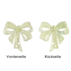 Kristallkunst-Schmucksteine, Schleife, 4,5cm x 4,5cm, transparent, irisierend, lindgrün, 7 Stück