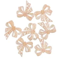 Kristallkunst-Schmucksteine, Schleife, 4,5cm x 4,5cm, transparent, irisierend, apricot, 7 Stück