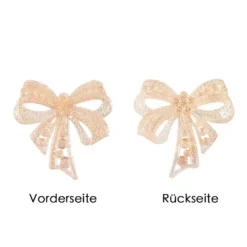 Kristallkunst-Schmucksteine, Schleife, 4,5cm x 4,5cm, transparent, irisierend, apricot, 7 Stück