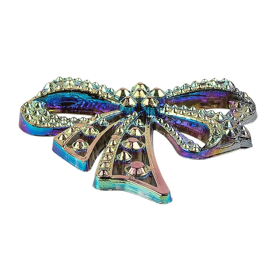 Kristallkunst-Schmucksteine, Schleife, 4,5cm x 4,5cm, transparent, irisierend, multicolor, 7 Stück