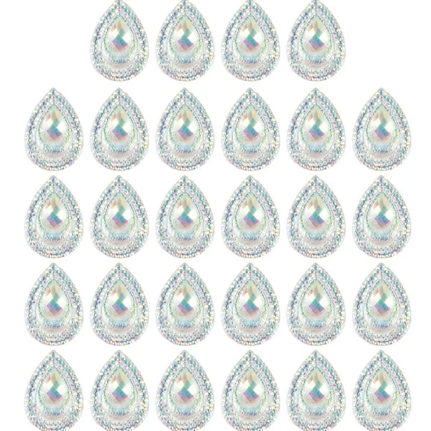 Kristallkunst-Schmucksteine, Tropfen 5, 1,7cm x 2,4cm, transparent, klar, irisierend, 28 Stück
