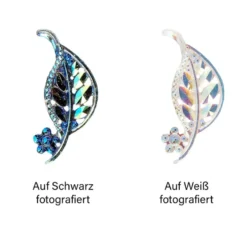 Kristallkunst-Schmucksteine, Blatt, 2,3cm x 5cm, transparent, klar, irisierend, 15 Stück