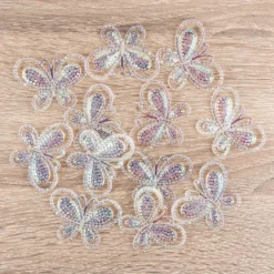 Kristallkunst-Schmucksteine, Schmetterling 2, 3,3cm x 4,5cm, transparent, klar, irisierend, 12 Stück