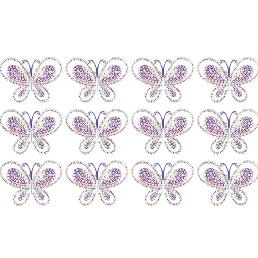 Kristallkunst-Schmucksteine, Schmetterling 2, 3,3cm x 4,5cm, transparent, klar, irisierend, 12 Stück