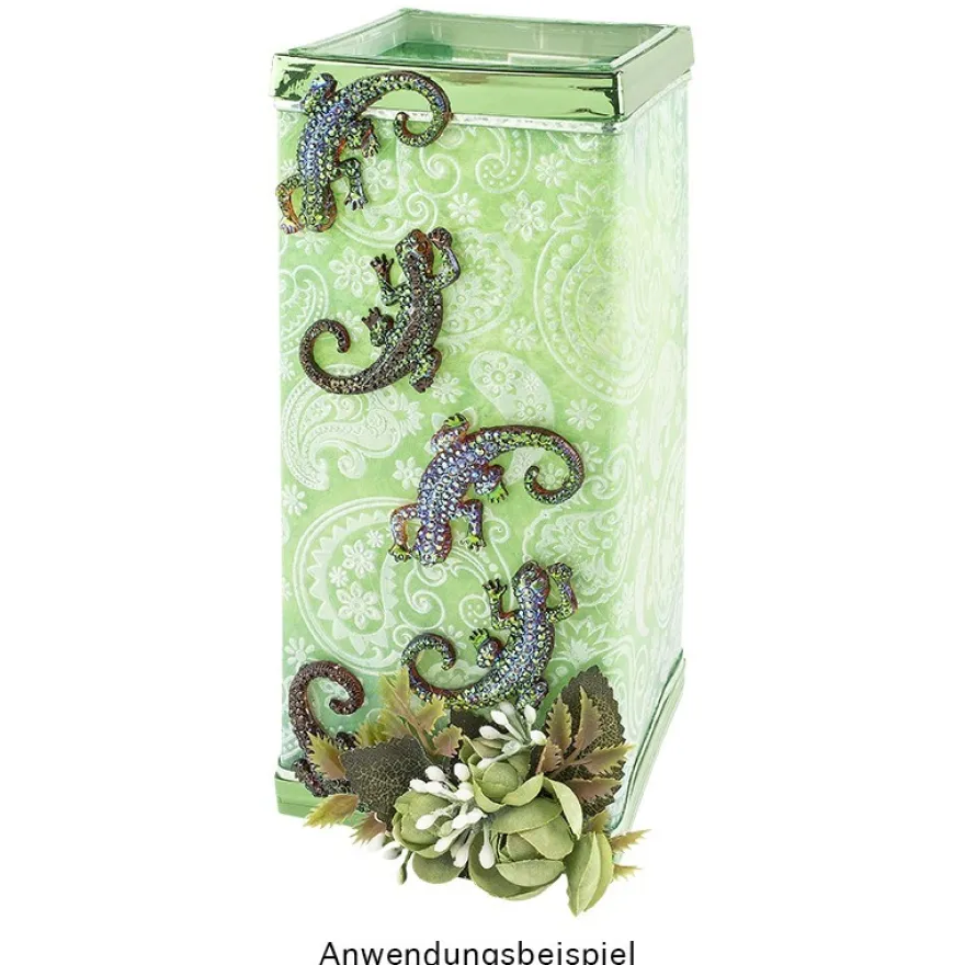 Kristallkunst-Schmucksteine, Gecko, 3,5cm x 5cm, transparent, klar, irisierend, 10 Stück