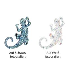 Kristallkunst-Schmucksteine, Gecko, 3,5cm x 5cm, transparent, klar, irisierend, 10 Stück