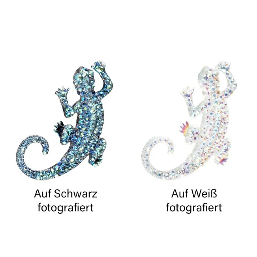 Kristallkunst-Schmucksteine, Gecko, 3,5cm x 5cm, transparent, klar, irisierend, 10 Stück