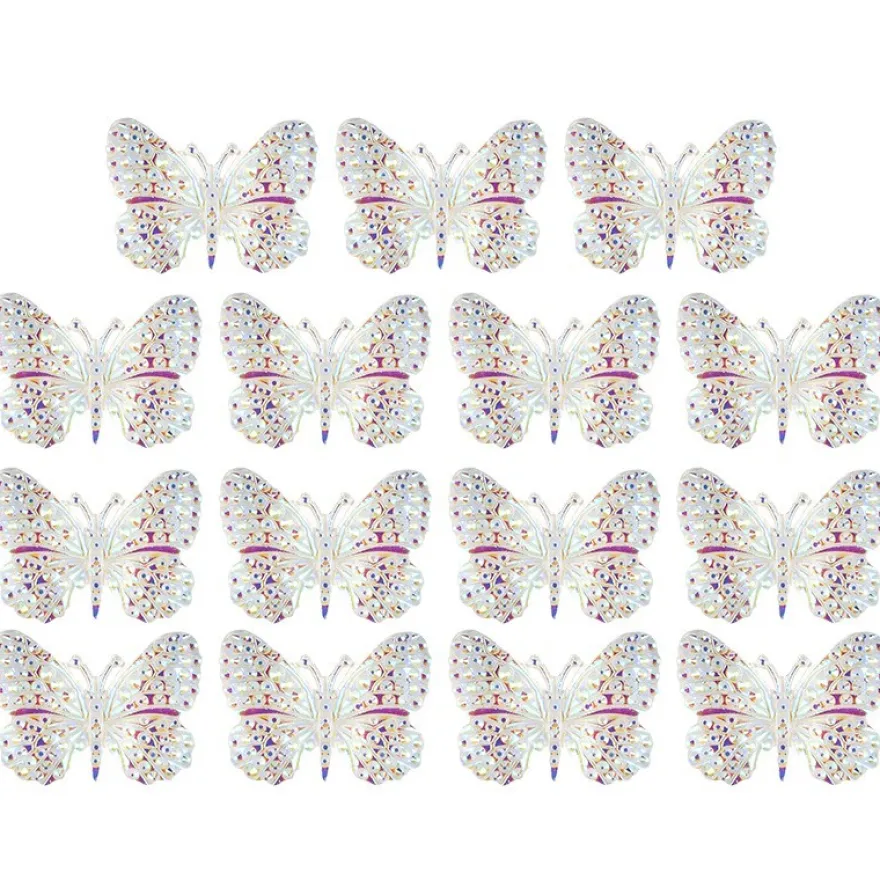 Kristallkunst-Schmucksteine, Schmetterling 1, 2,4cm x 3,2cm, transparent, klar, irisierend, 15 Stück