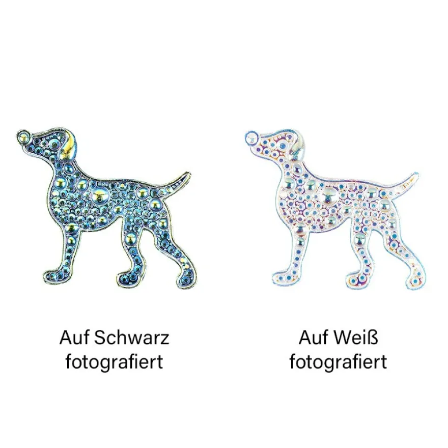 Kristallkunst-Schmucksteine, Hund, 3,7cm x 4,5cm, transparent, klar, irisierend, 15 Stück