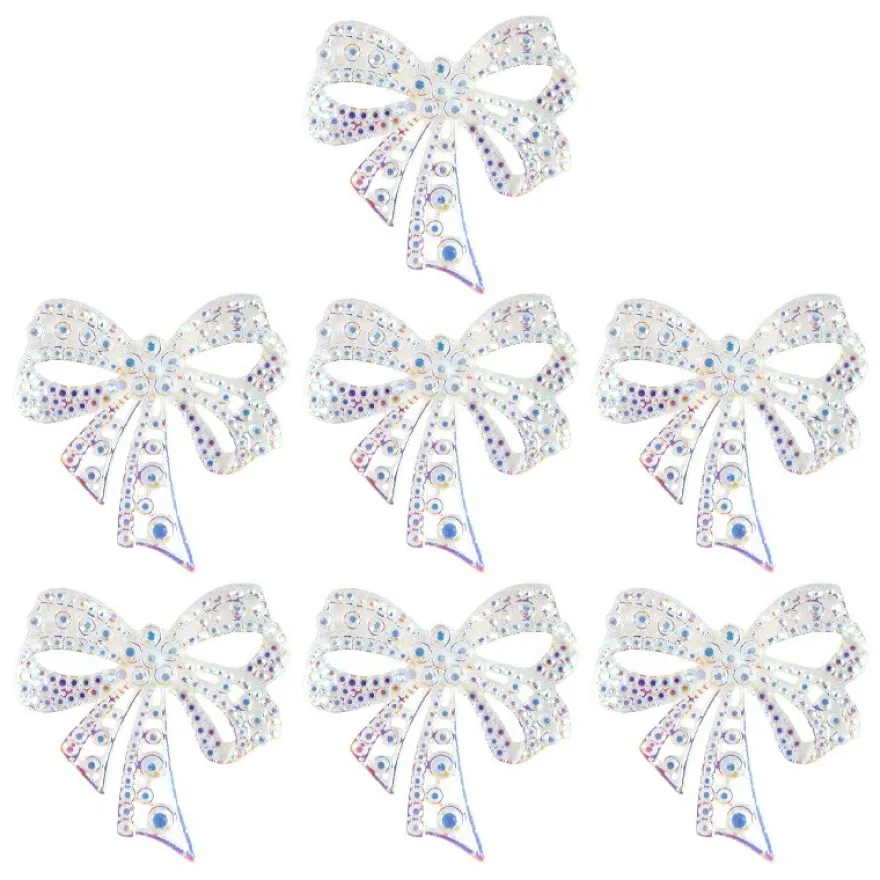 Kristallkunst-Schmucksteine, Schleife, 4,5cm x 4,5cm, transparent, klar, irisierend, 7 Stück