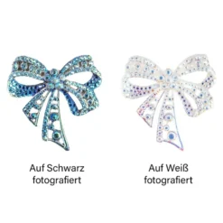 Kristallkunst-Schmucksteine, Schleife, 4,5cm x 4,5cm, transparent, klar, irisierend, 7 Stück