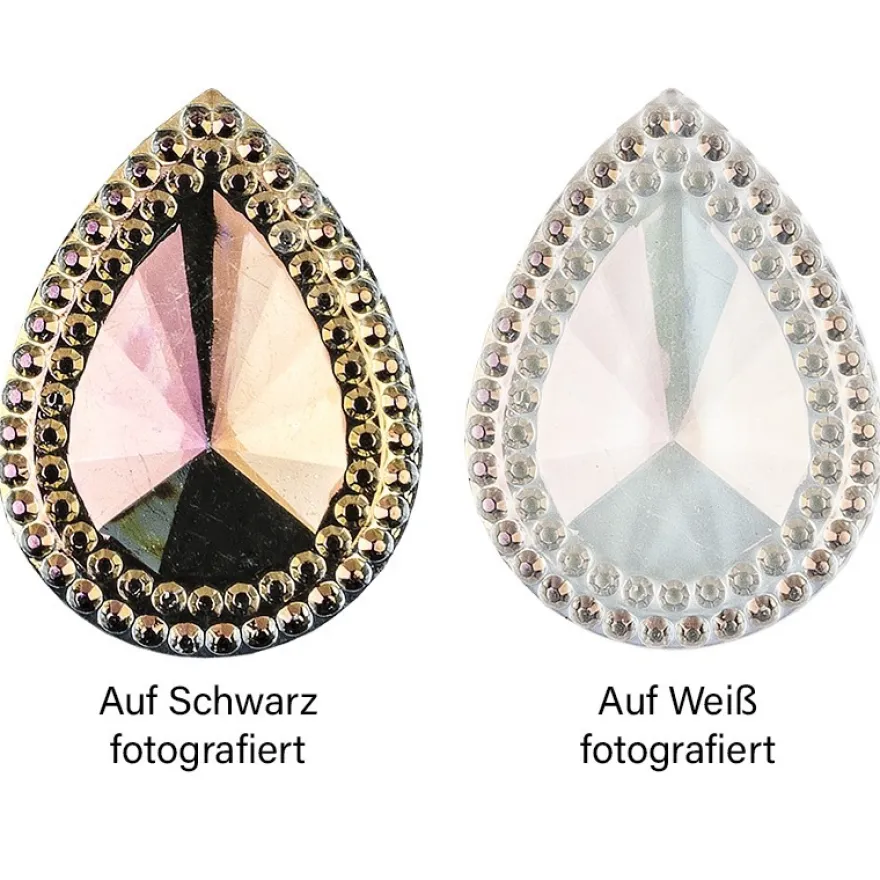 Kristallkunst-Schmucksteine, Tropfen 3, 2,5cm x 1,8cm, klar irisierend, 50 Stück
