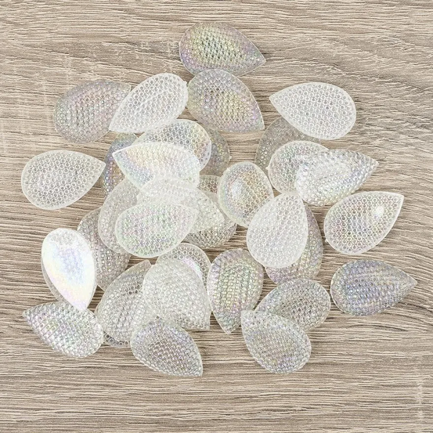 Kristallkunst-Schmucksteine, Tropfen 2, 3cm x 2cm, klar irisierend, 35 Stück
