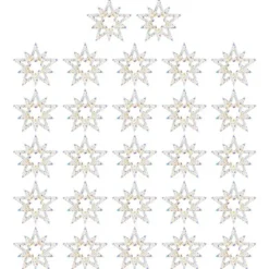 Kristallkunst-Schmucksteine, Stern, Ø 3,2cm, transparent, klar, irisierend, 27 Stück