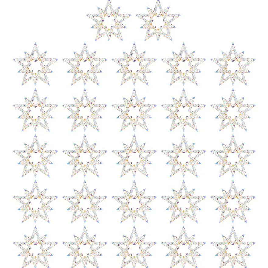 Kristallkunst-Schmucksteine, Stern, Ø 3,2cm, transparent, klar, irisierend, 27 Stück