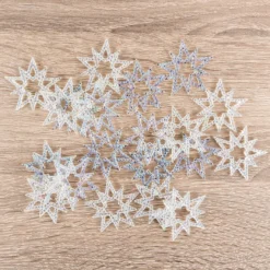 Kristallkunst-Schmucksteine, Stern, Ø 3,8cm, transparent, klar, irisierend, 20 Stück
