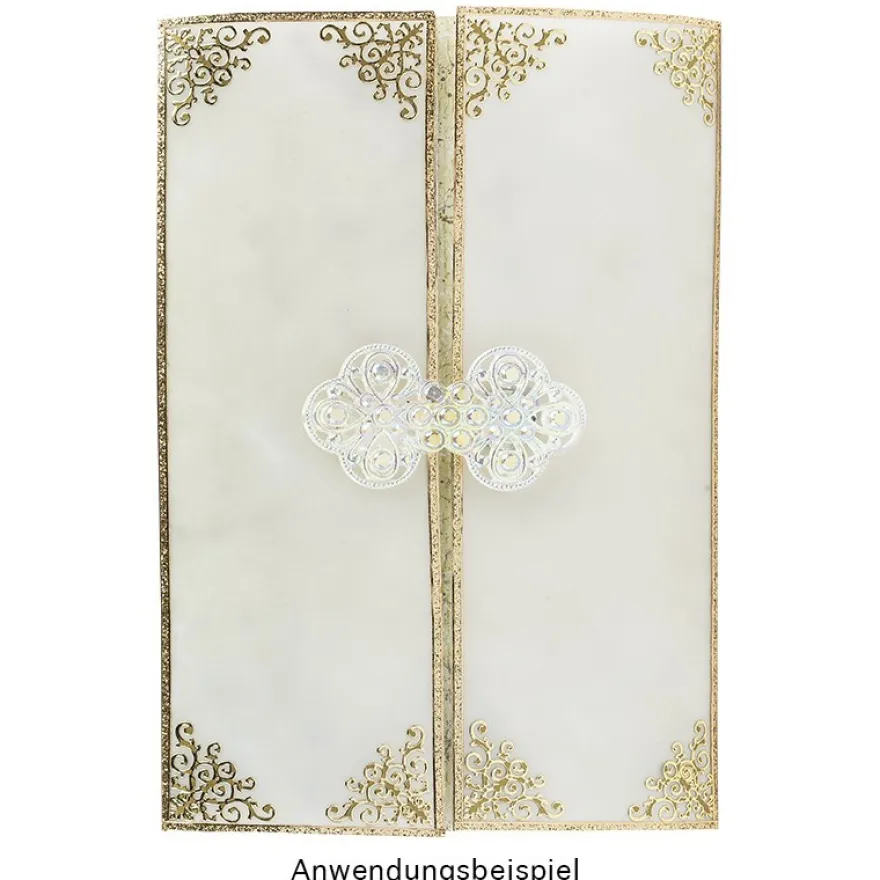 Kristallkunst-Schmucksteine, Ornament, 2,9cm x 5,3cm, transparent, klar, irisierend, 10 Stück