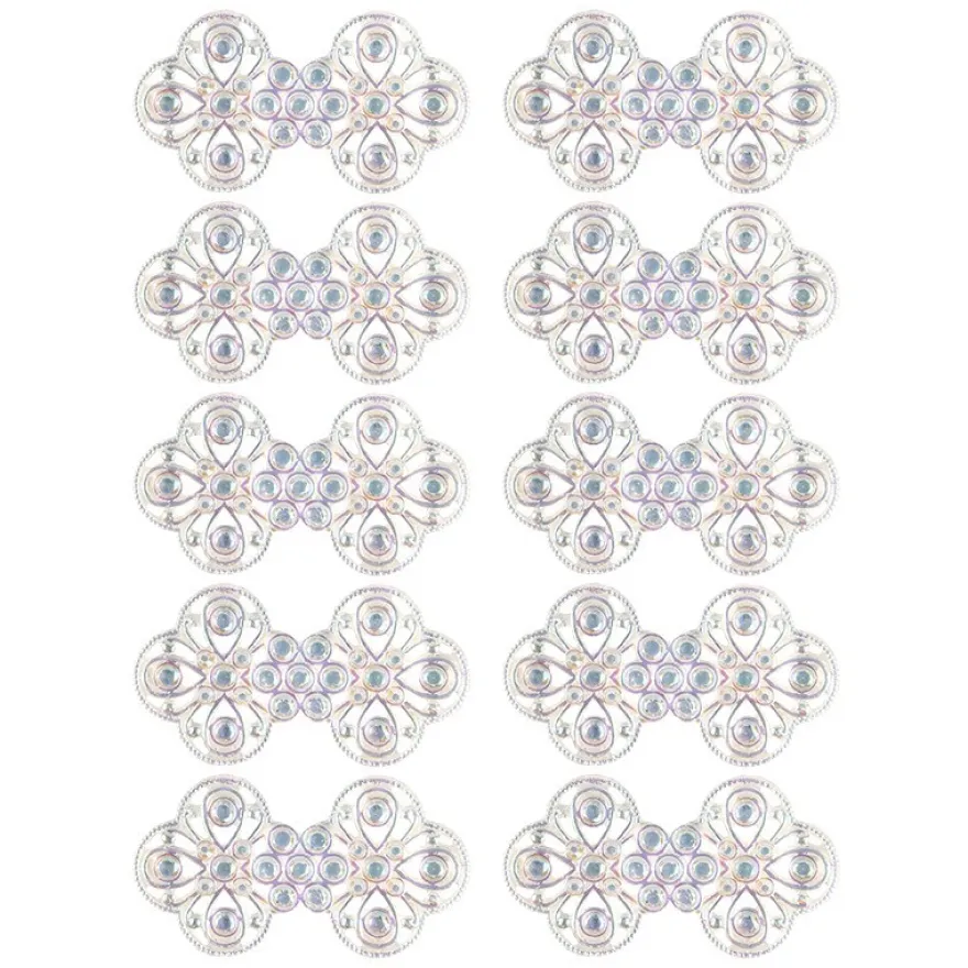 Kristallkunst-Schmucksteine, Ornament, 2,9cm x 5,3cm, transparent, klar, irisierend, 10 Stück