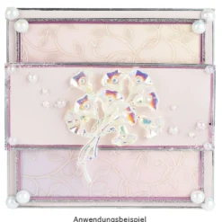 Kristallkunst-Schmucksteine, Blumenstrauß, 3,4cm x 5,5cm, transparent, klar, irisierend, 12 Stück