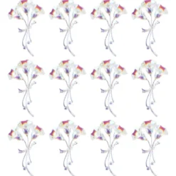 Kristallkunst-Schmucksteine, Blumenstrauß, 3,4cm x 5,5cm, transparent, klar, irisierend, 12 Stück