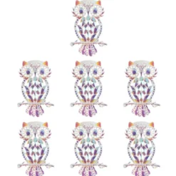 Kristallkunst-Schmucksteine, Eule, 3,4cm x 4,8cm, transparent, klar, irisierend, 7 Stück