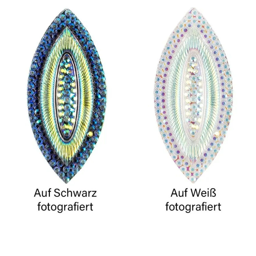 Kristallkunst-Schmucksteine, Navette, 3,9cm x 1,8cm, transparent, klar, irisierend, 28 Stück
