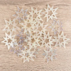 Kristallkunst-Schmucksteine, Stern, Ø 4,3cm, transparent, klar, irisierend, 16 Stück