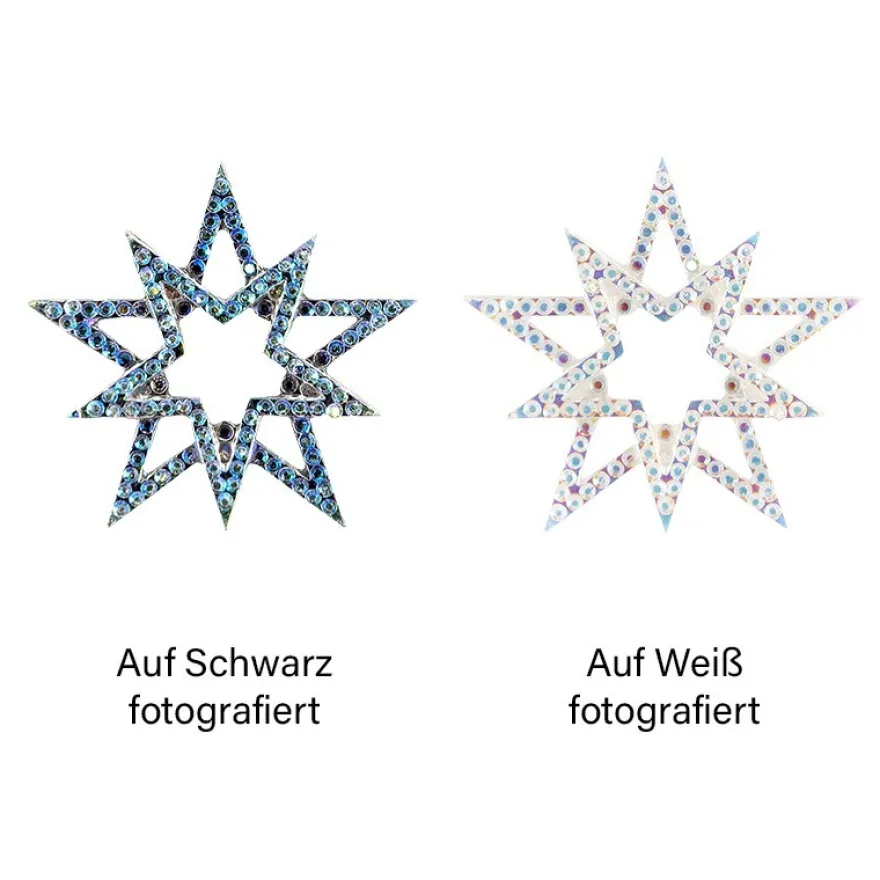 Kristallkunst-Schmucksteine, Stern, Ø 4,3cm, transparent, klar, irisierend, 16 Stück