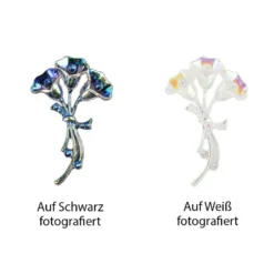 Kristallkunst-Schmucksteine, Blumenstrauß 2, 3,4cm x 5,5cm, transparent, klar, irisierend, 12 Stück