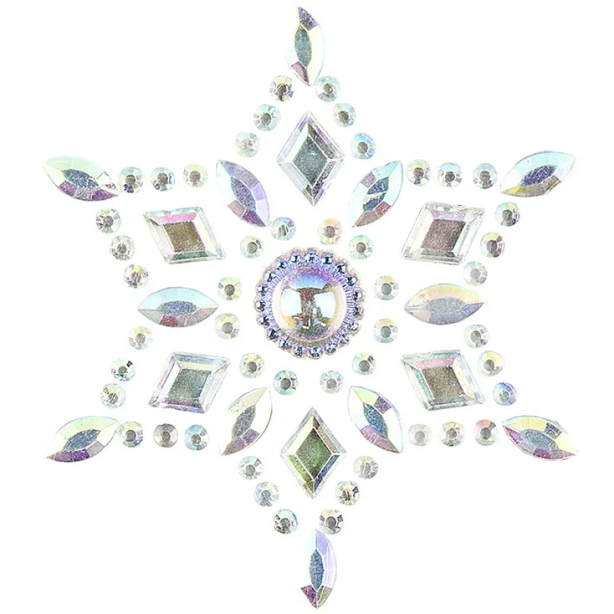 Kristallkunst, Stern-Ornament, 10cm x 30cm, selbstklebend, klar irisierend