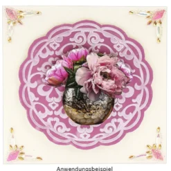 Kristallkunst, Zierecken-Ornament 1, 10cm x 30cm, selbstklebend, klar/rosa/bernstein hell irisierend