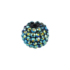 Kristall-Perlen, Ø14 mm, 10 Stück, dunkelblau-irisierend