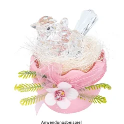 Kristall-Vögel, facettiert, klar, 3,3cm x 3,6cm x 5,8cm, inkl. Organzaband & Öse, 2 Stück