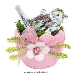 Kristall-Vögel, facettiert, klar, 3,3cm x 3,6cm x 5,8cm, inkl. Organzaband & Öse, 2 Stück