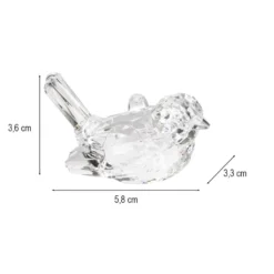Kristall-Vögel, facettiert, klar, 3,3cm x 3,6cm x 5,8cm, inkl. Organzaband, 4 Stück