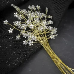 Kristallzweige, Blumen, 14cm, silber hinterlegt, klar, 10 Stück
