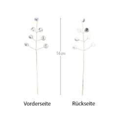 Kristallzweige, Kreise, 14cm, silber hinterlegt, klar, irisierend, 10 Stück