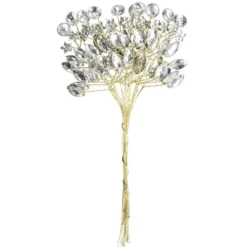 Kristallzweige, Navette, Blumen, Kreise, 14cm, silber hinterlegt, klar, 10 Stück