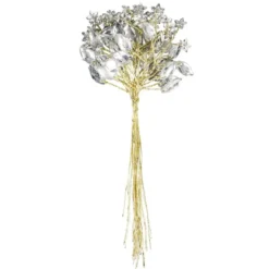 Kristallzweige, Navette & Blumen, 14cm, silber hinterlegt, klar, 10 Stück
