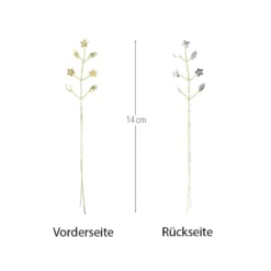 Kristallzweige, Navette & Blumen, 14cm, silber hinterlegt, champagner, 10 Stück
